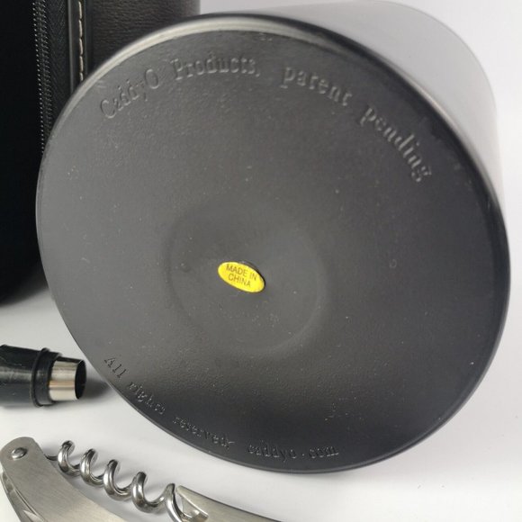 Caddy O Genuine Leather Wine Carrying Tote Case With Chiller / Zip Black Leather - Picture 10 of 10